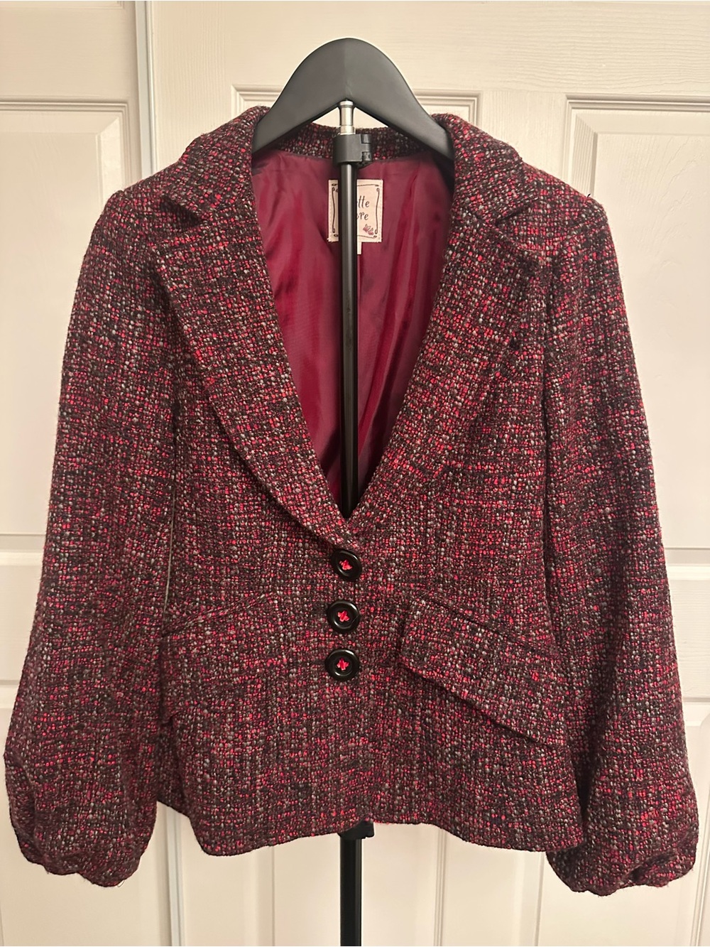 Nanette Lepore Burgundy Tweed Blazer